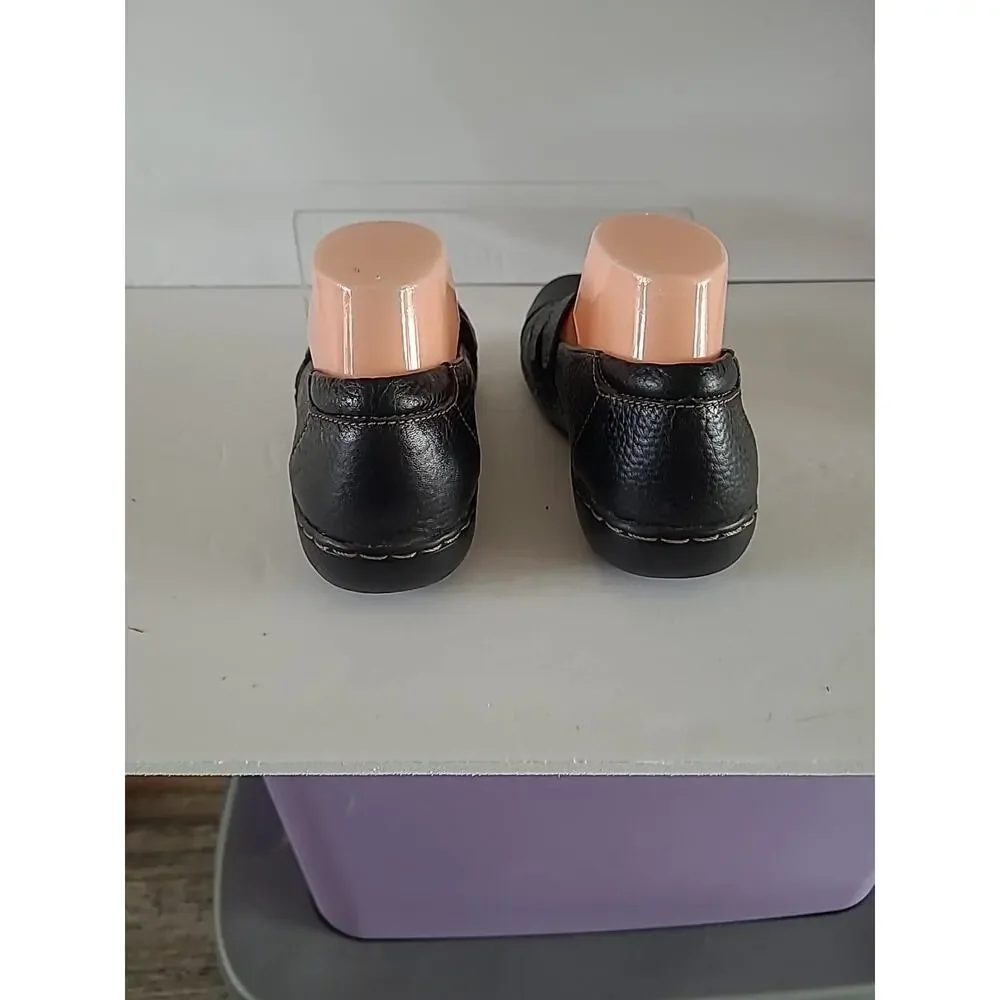 Clarks WMS 8.5M Shoes Flats Mary Black Brown Mary Jane Strap Slip On Comfort